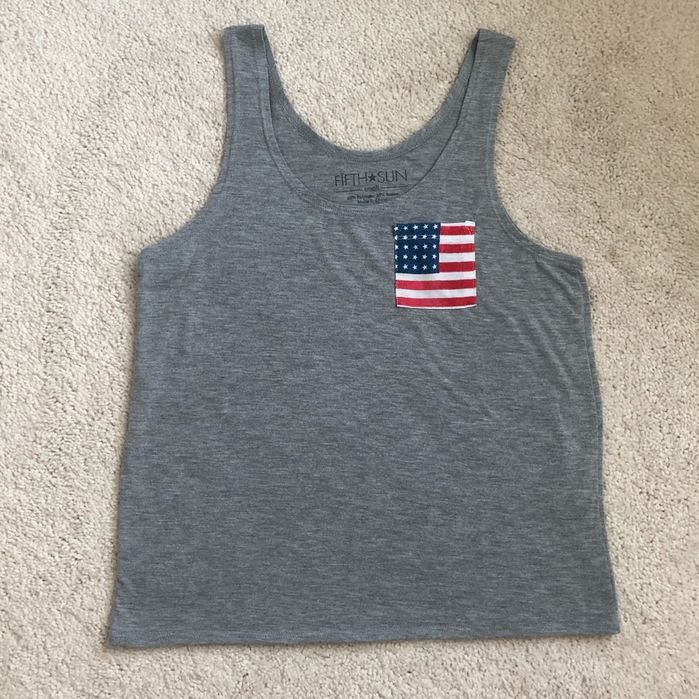 Light Grey American Flag Pocket Tank